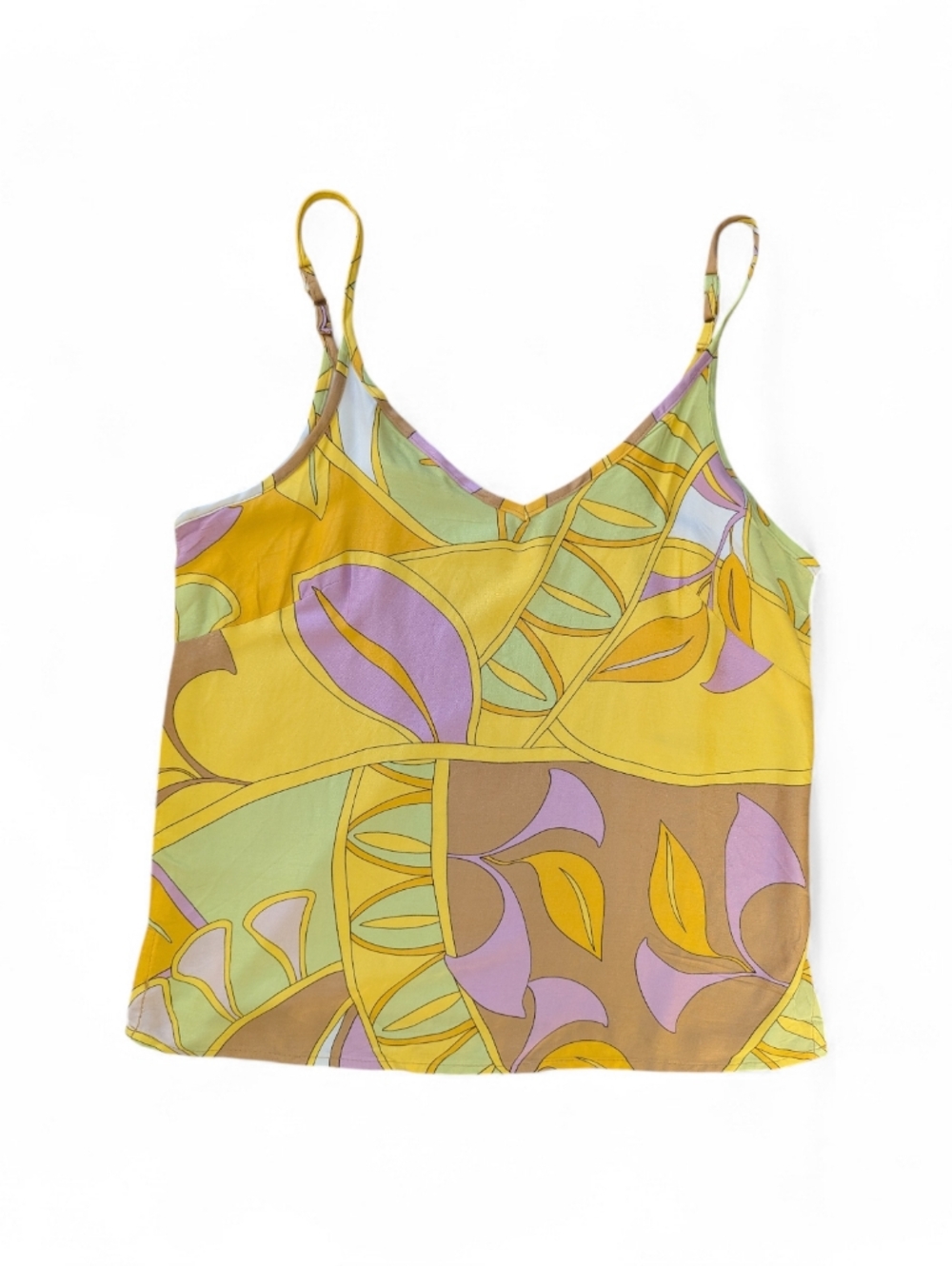Rachel Zoe Yellow Multi-Color Printed Silk Tank Top